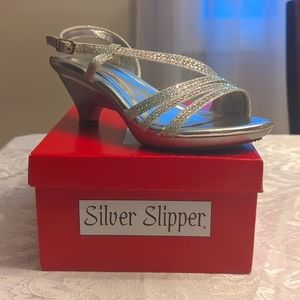 - Girls Silver Slipper Dress Shoes
